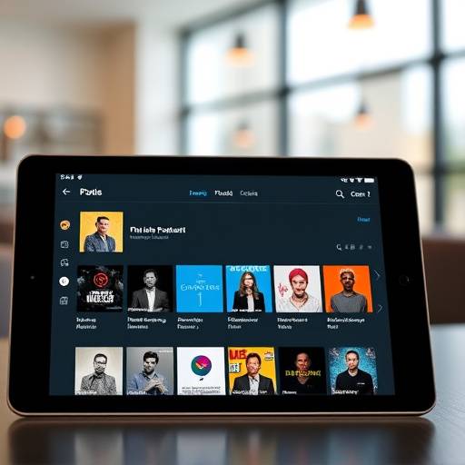 Podcast distribution platforms on a tablet